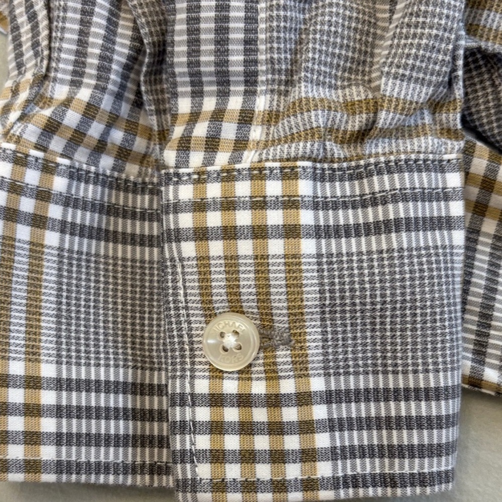 Michael Kors Men's Plaid Shirt in Gray and Tan - Picture 3 of 4